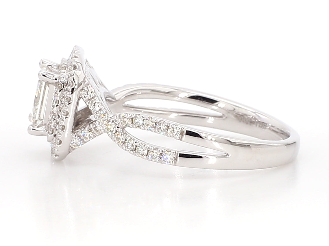 white princess cut double halo ring 1.2 carat