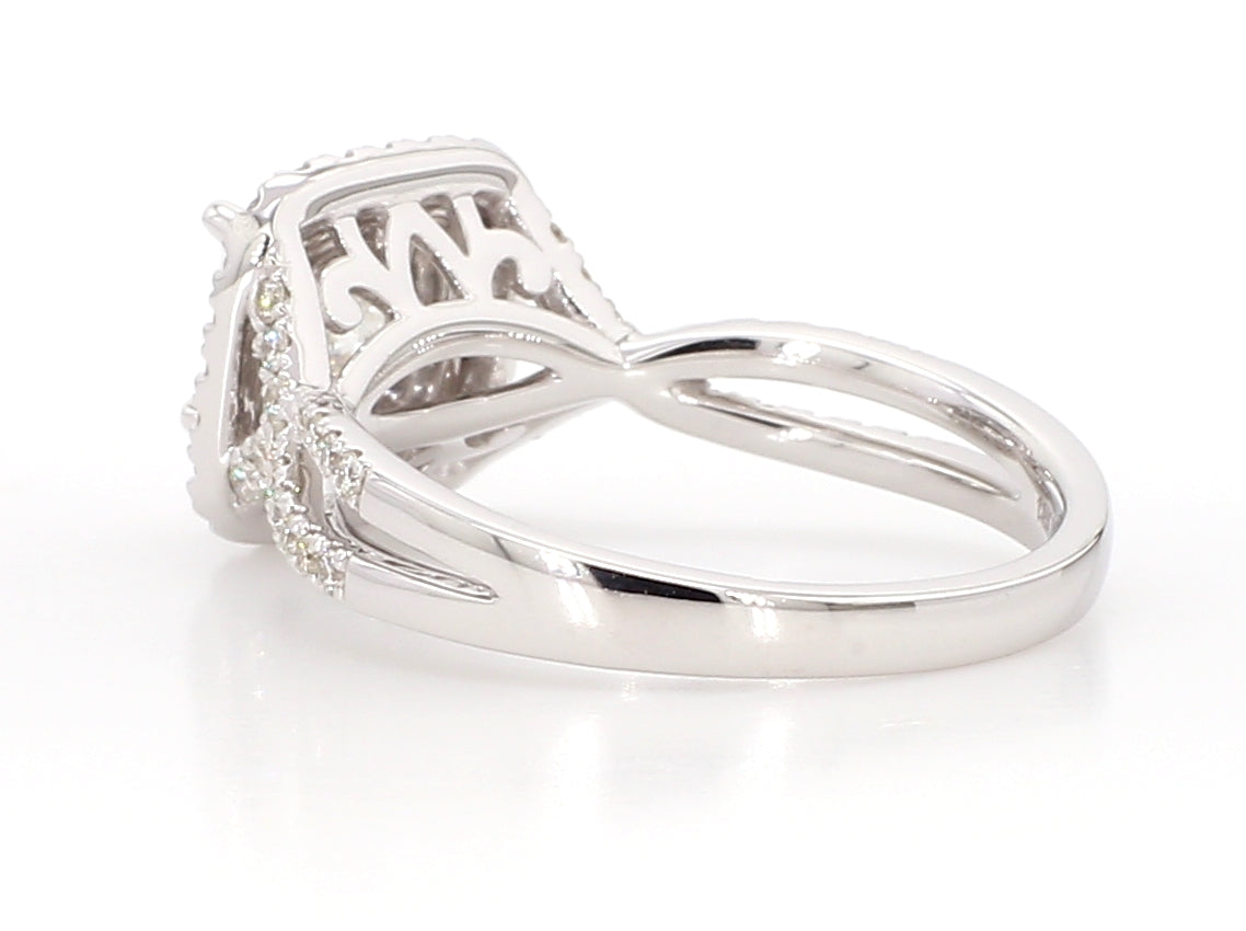white princess cut double halo ring 1.2 carat