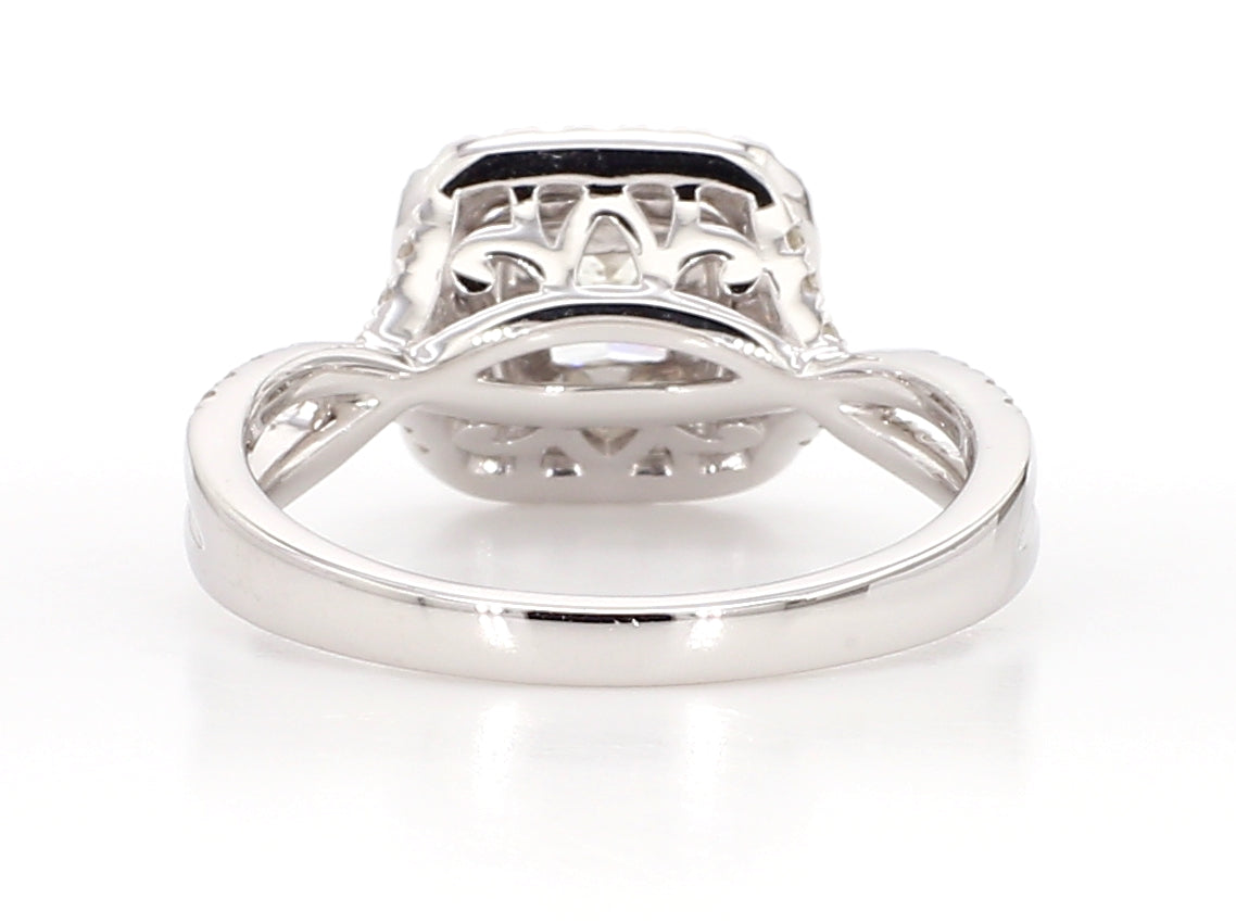 white princess cut double halo ring 1.2 carat