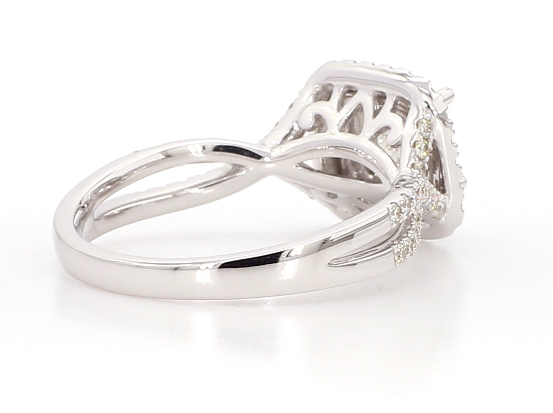 white princess cut double halo ring 1.2 carat