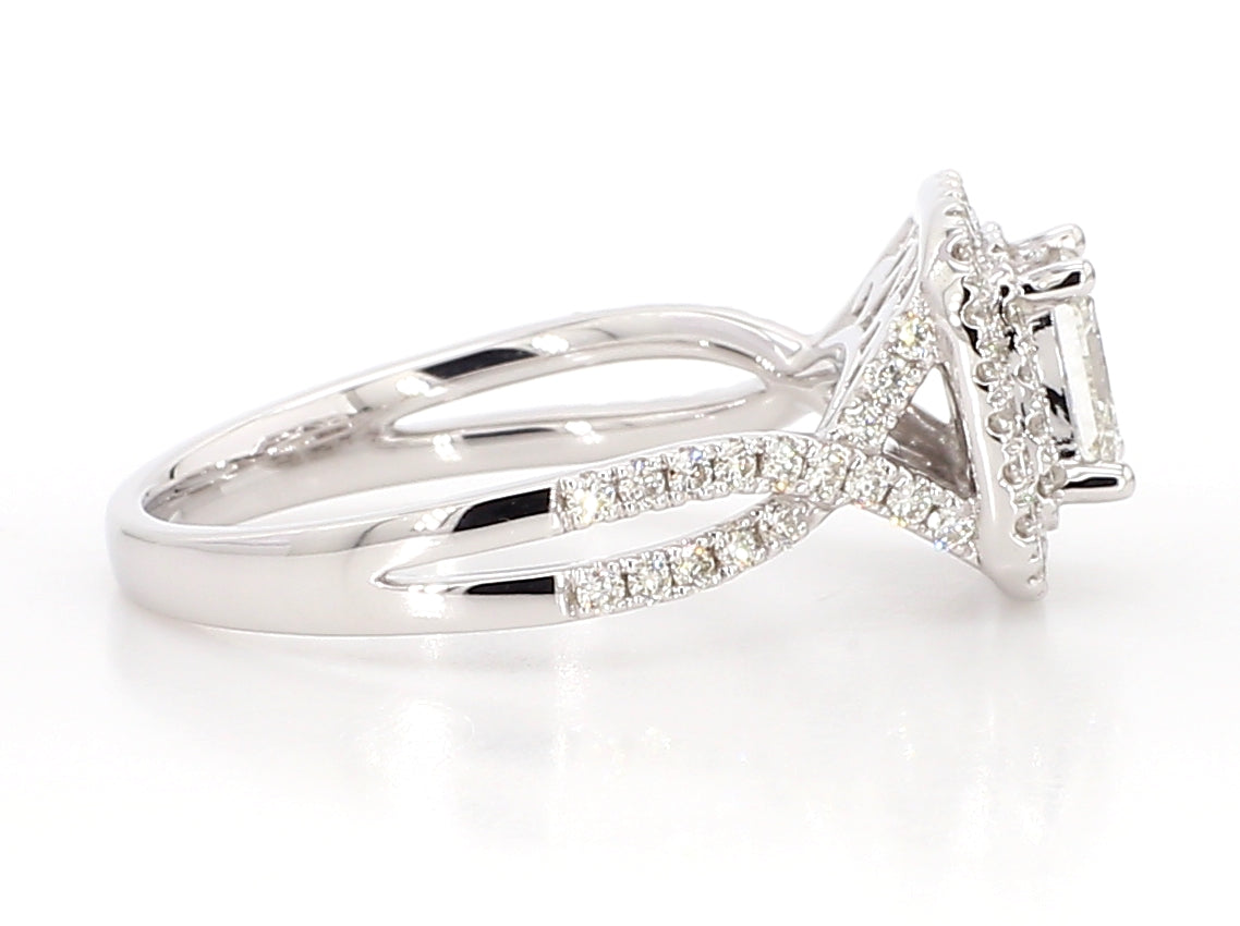white princess cut double halo ring 1.2 carat