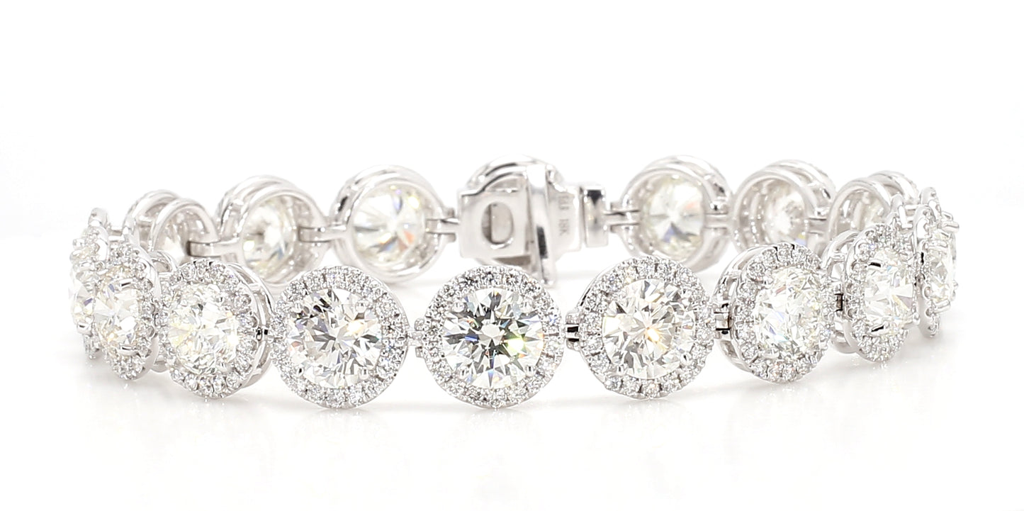 white round diamond halo bracelet 20.5 carat