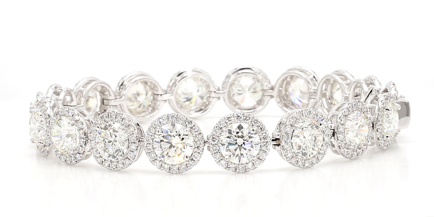 white round diamond halo bracelet 20.5 carat