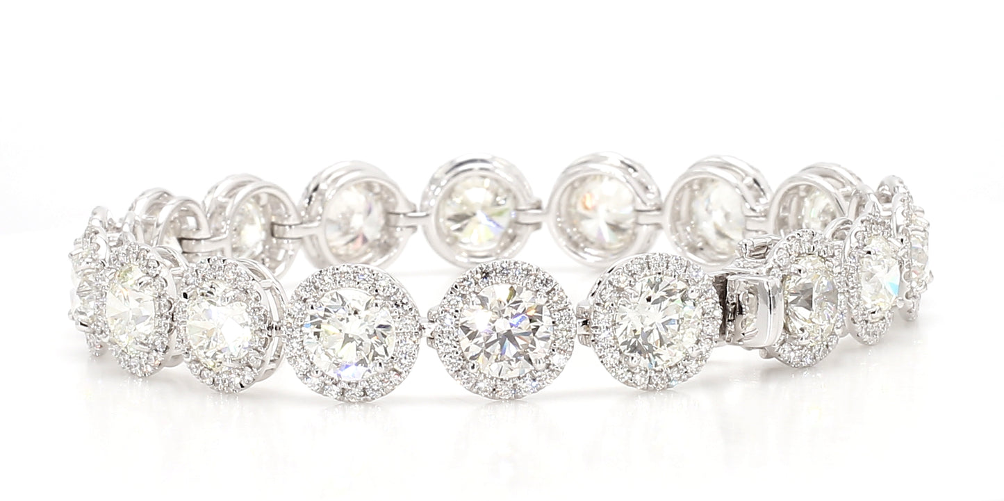 white round diamond halo bracelet 20.5 carat
