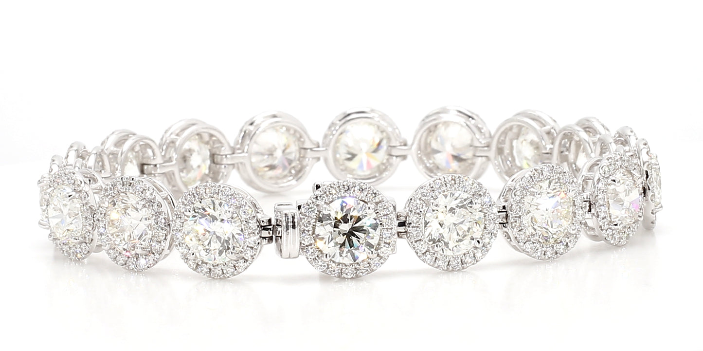 white round diamond halo bracelet 20.5 carat
