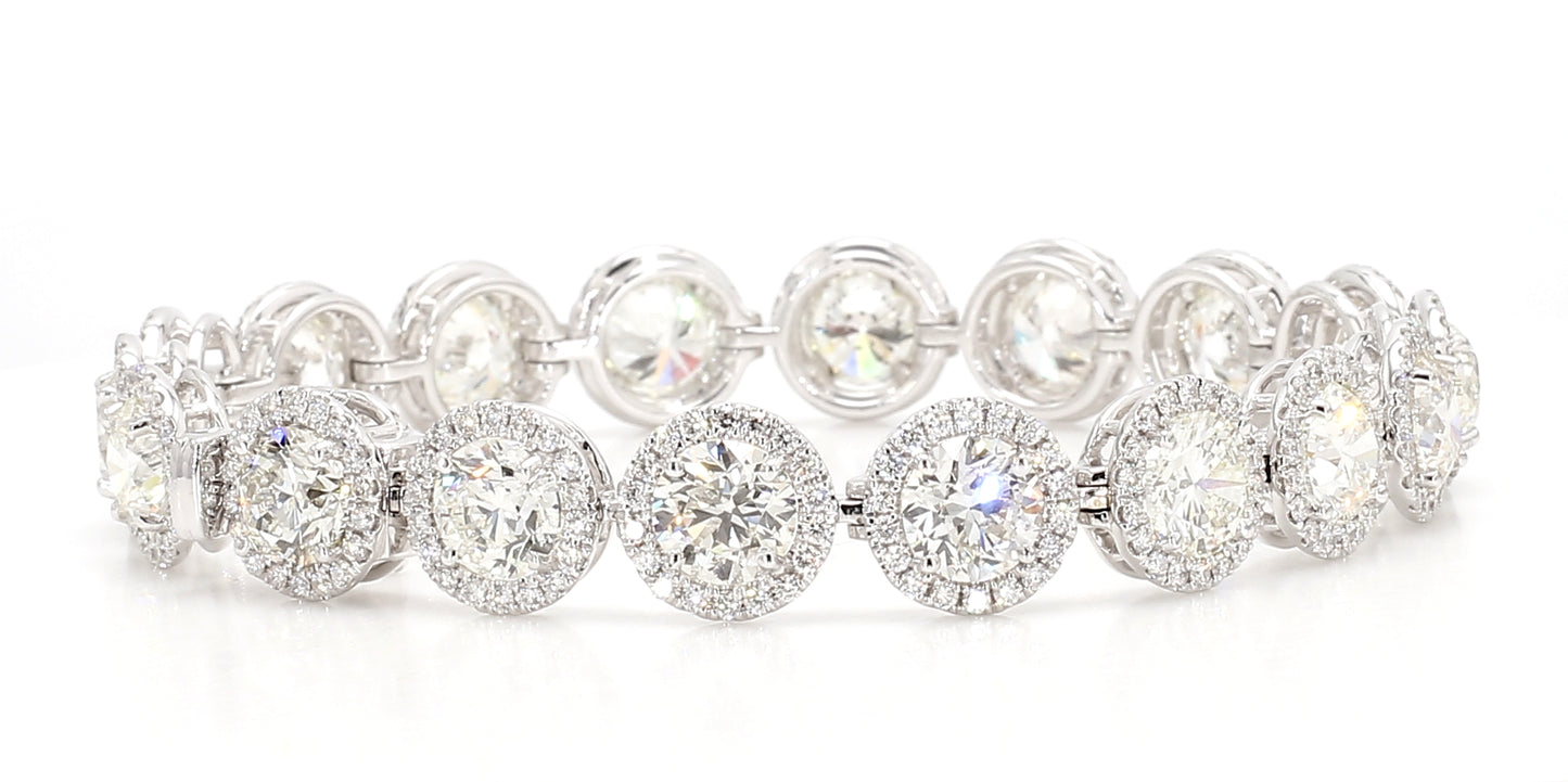 white round diamond halo bracelet 20.5 carat