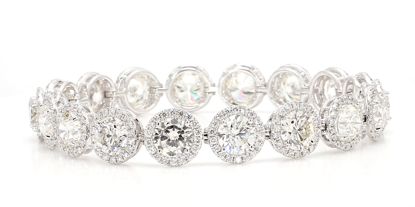 white round diamond halo bracelet 20.5 carat