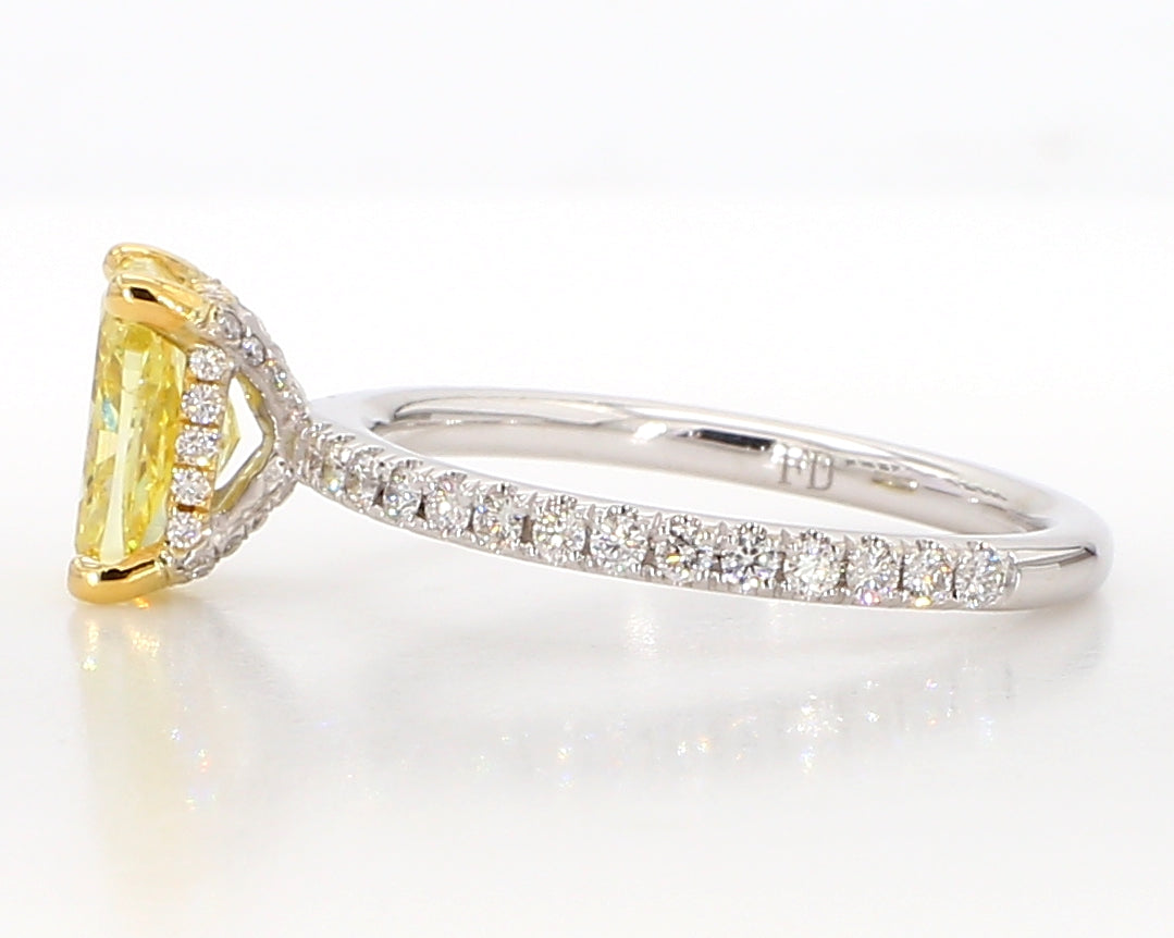 fancy intense yellow cushion diamond ring 1.99 carat