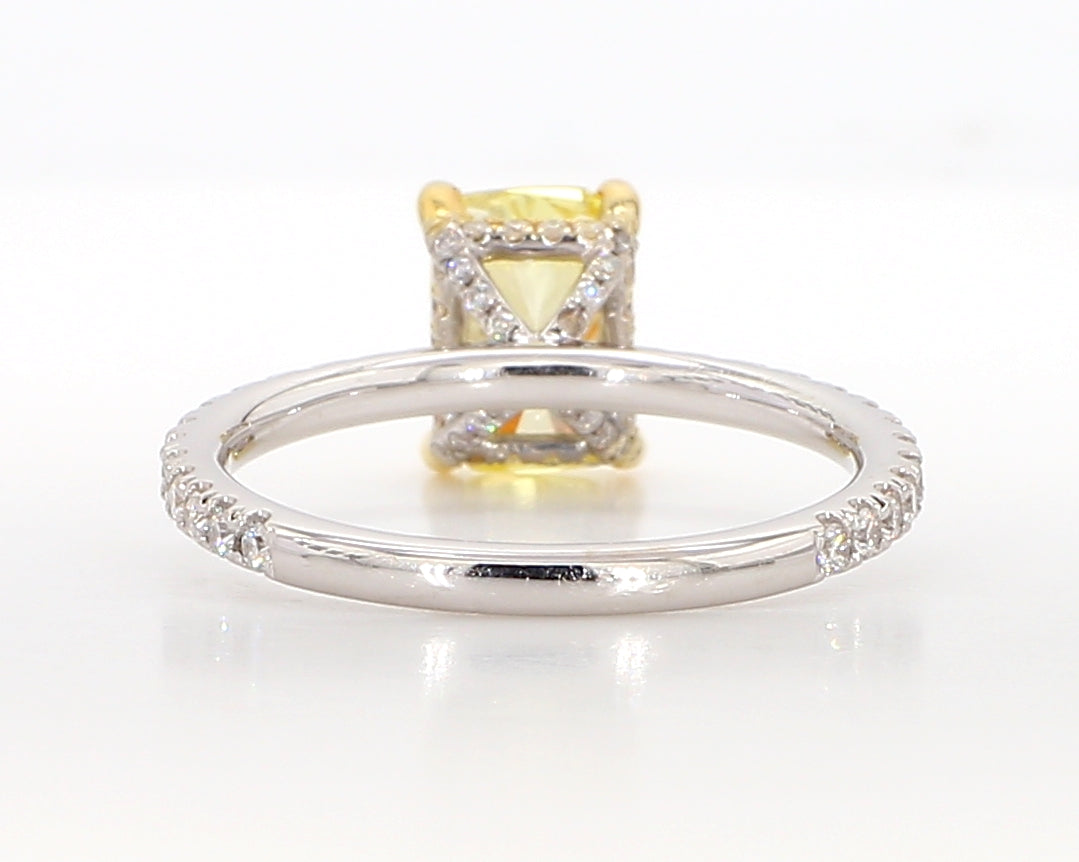fancy intense yellow cushion diamond ring 1.99 carat