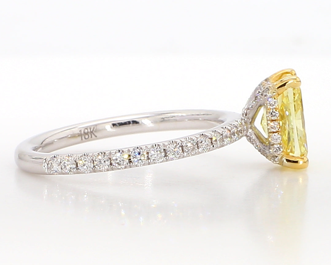 fancy intense yellow cushion diamond ring 1.99 carat