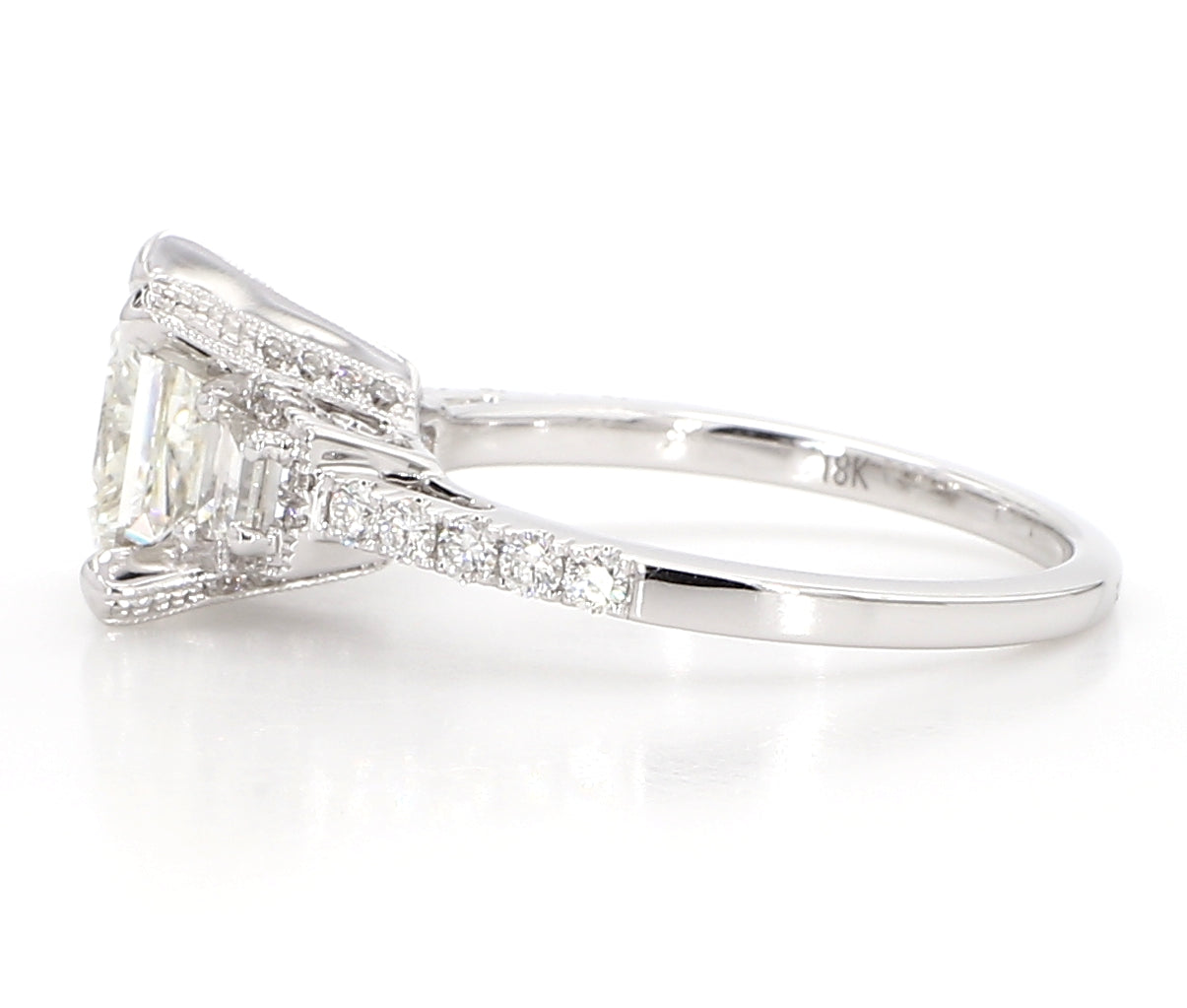 princess cut 3 stones diamond ring 2.12 carat