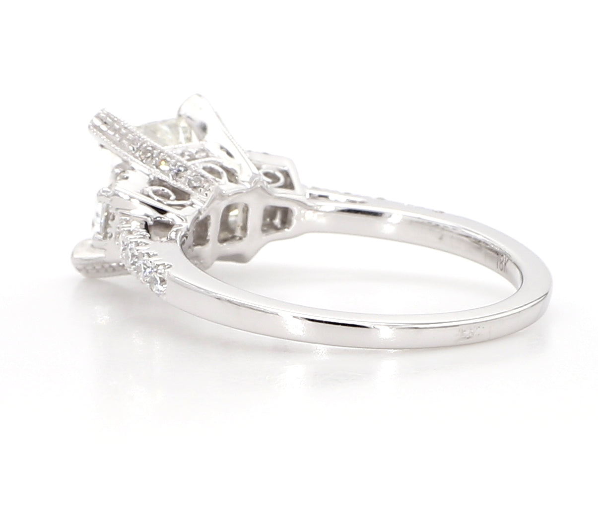 princess cut 3 stones diamond ring 2.12 carat