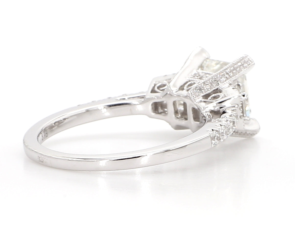 princess cut 3 stones diamond ring 2.12 carat
