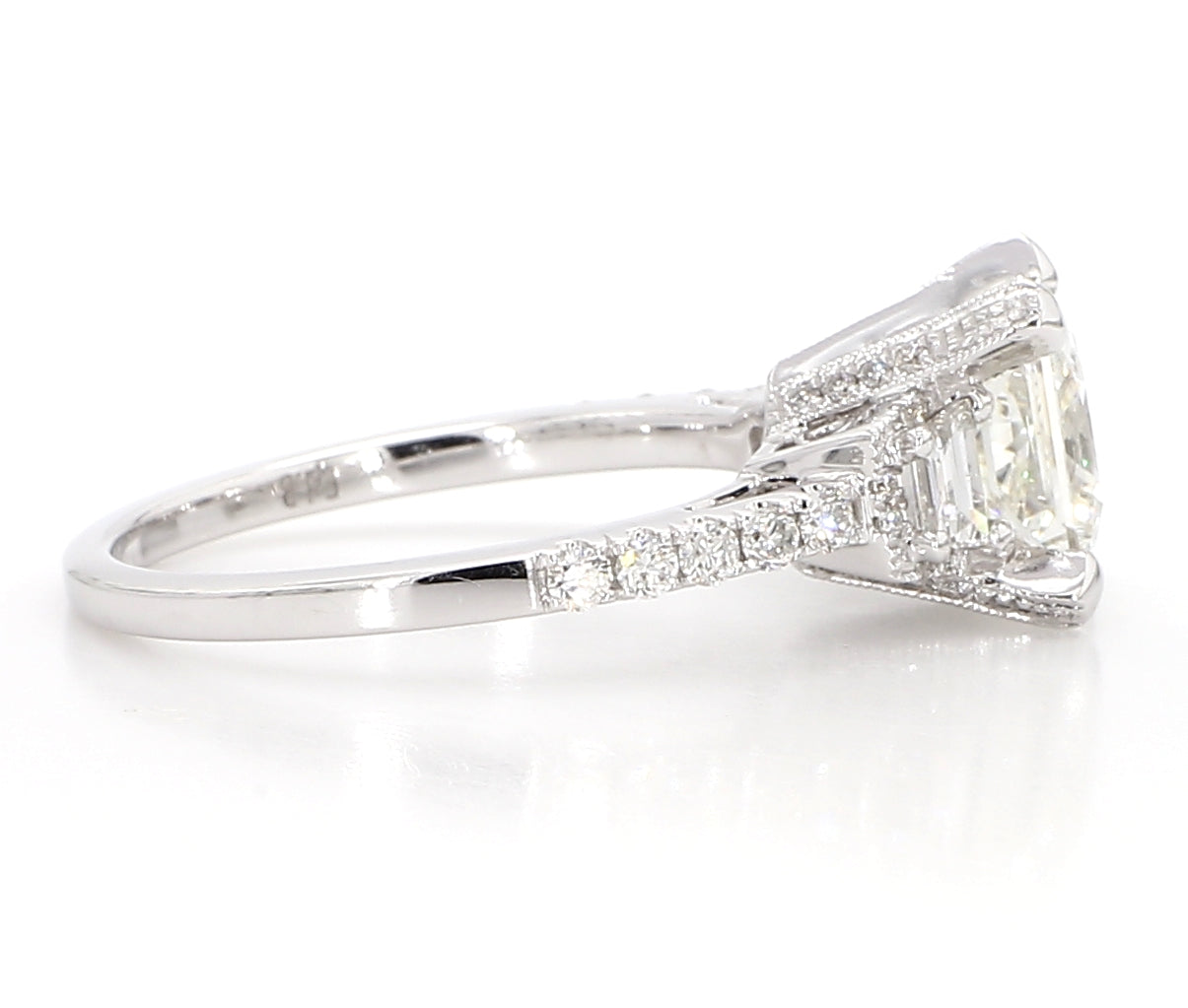 princess cut 3 stones diamond ring 2.12 carat