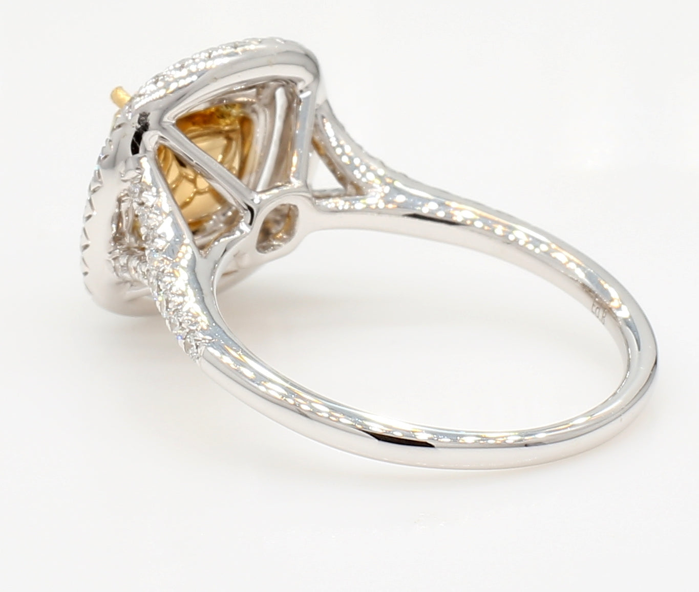 fancy light yellow cushion double square halo diamond ring 1.57 carat