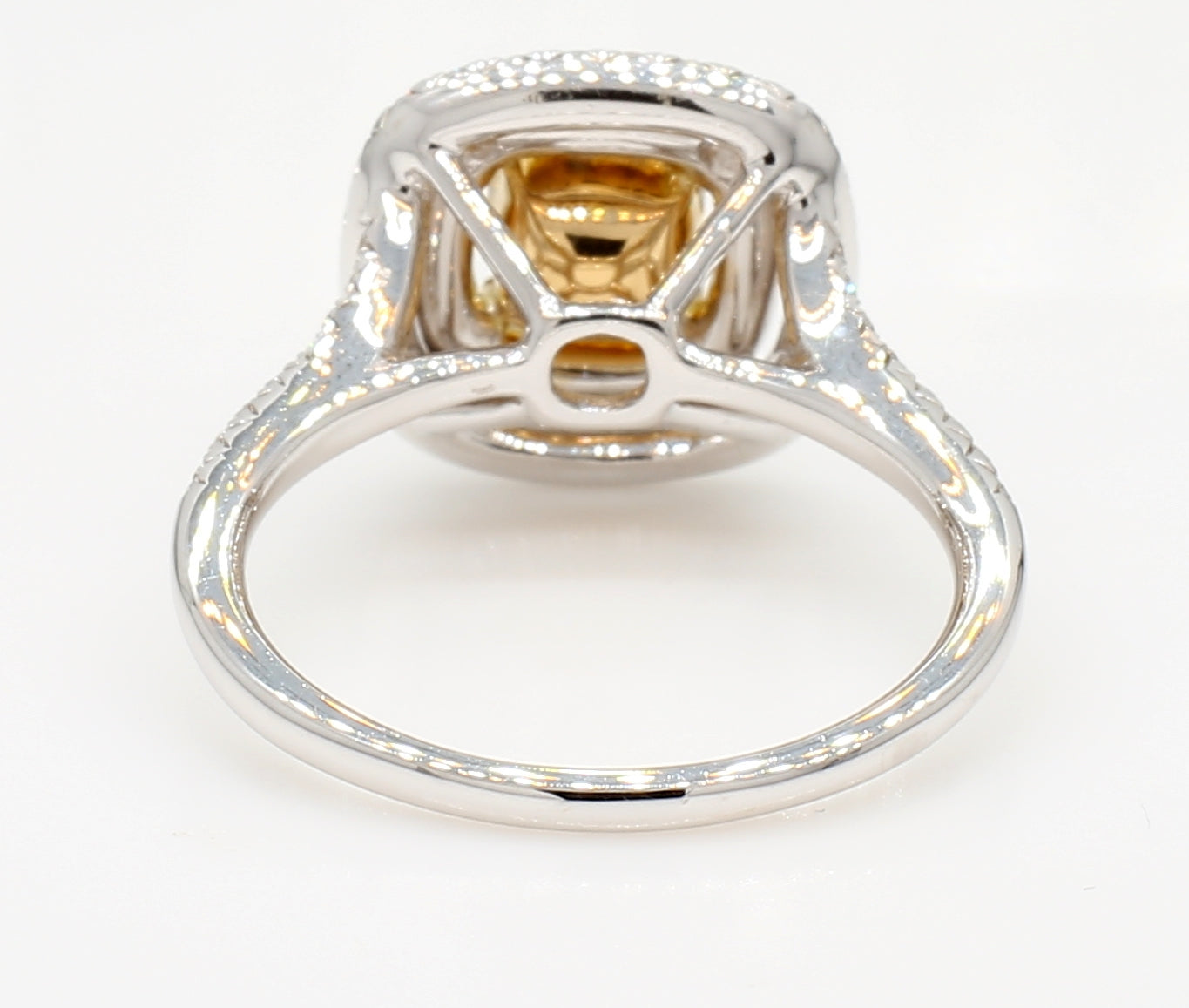fancy light yellow cushion double square halo diamond ring 1.57 carat