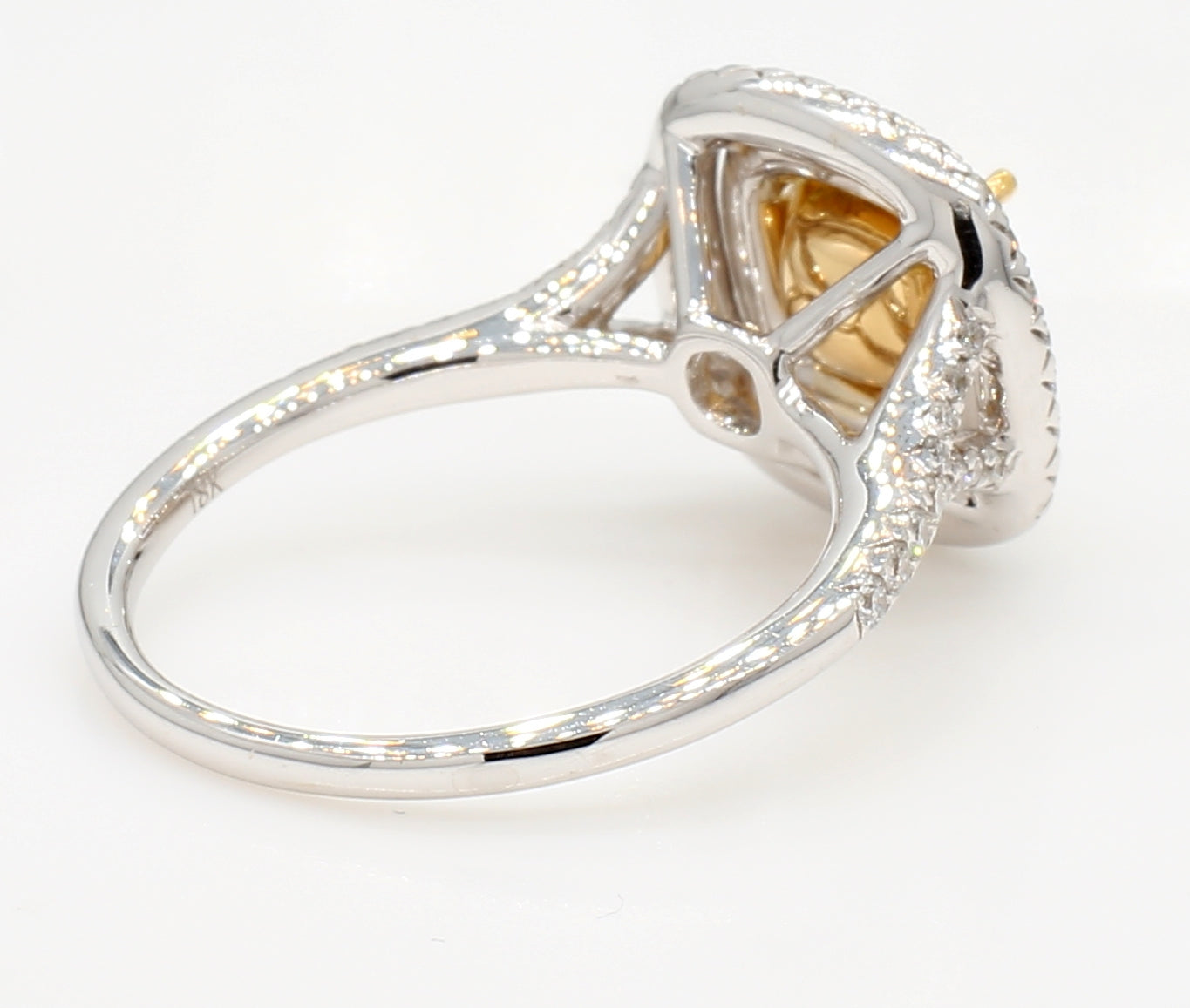 fancy light yellow cushion double square halo diamond ring 1.57 carat