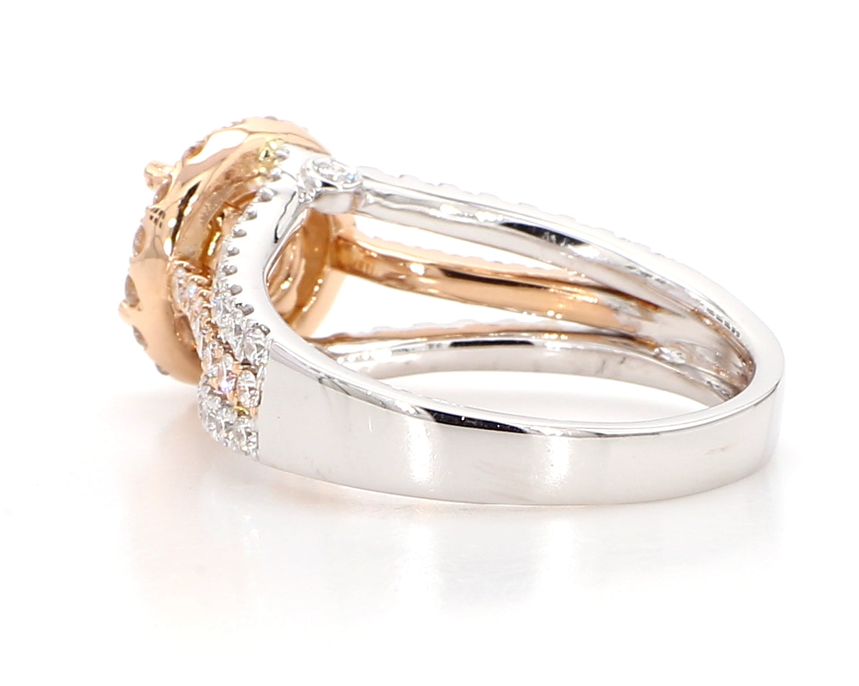 white round diamond halo ring & triple band with 2.56 carat