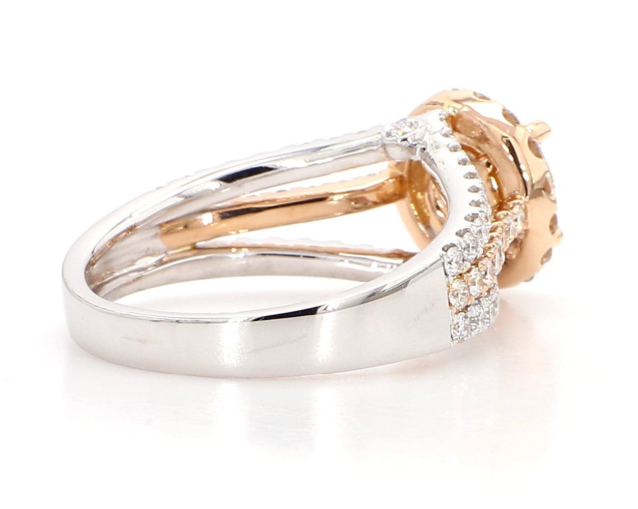 white round diamond halo ring & triple band with 2.56 carat
