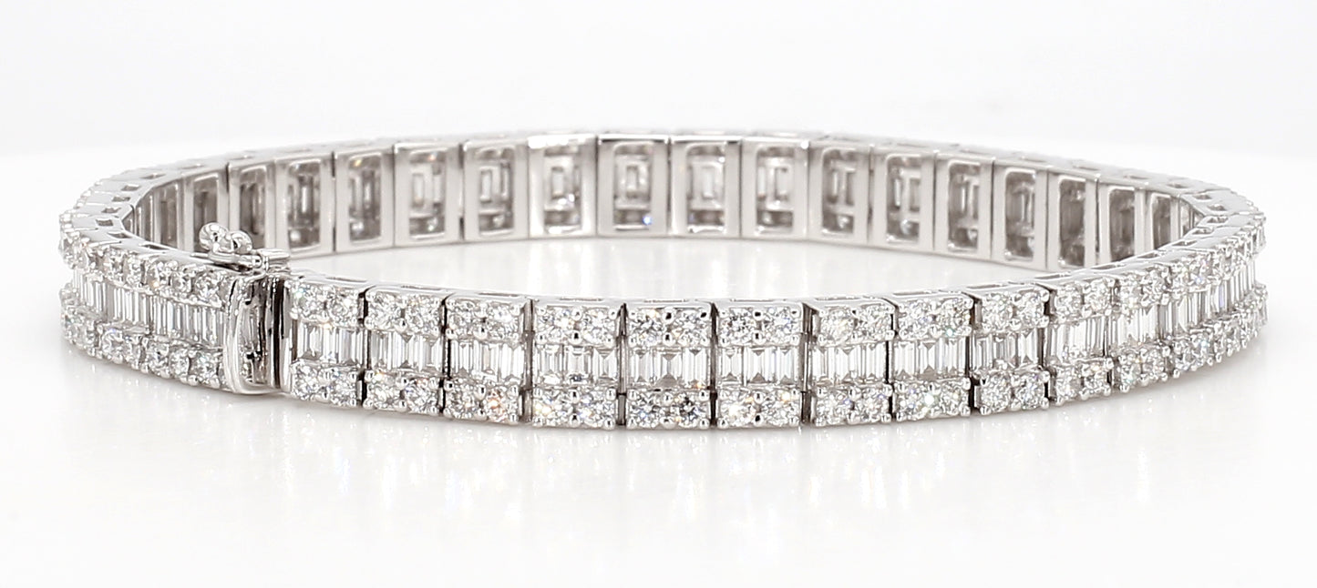 emerald & round cut diamond bracelet 6.45 carat