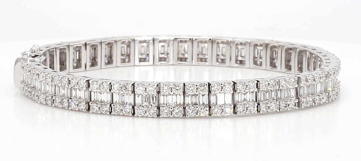 emerald & round cut diamond bracelet 6.45 carat