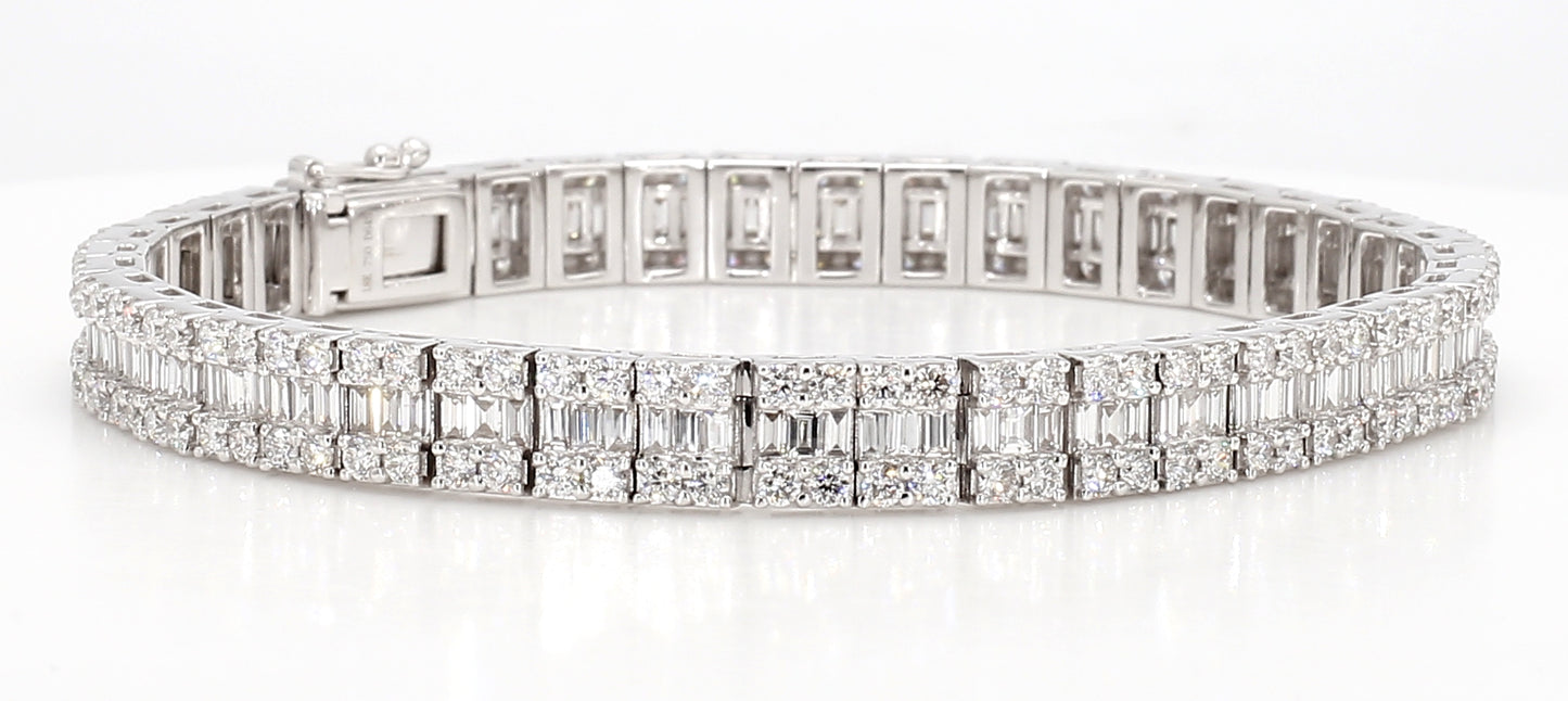 emerald & round cut diamond bracelet 6.45 carat