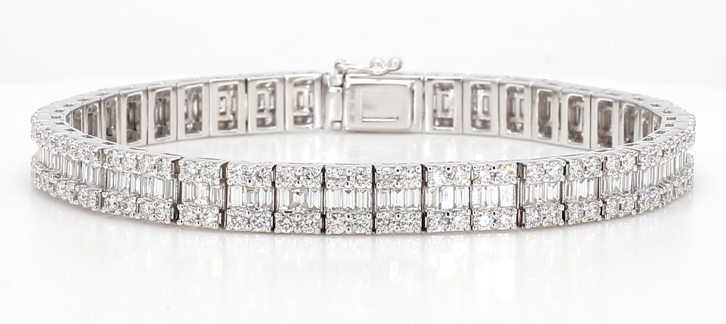 emerald & round cut diamond bracelet 6.45 carat