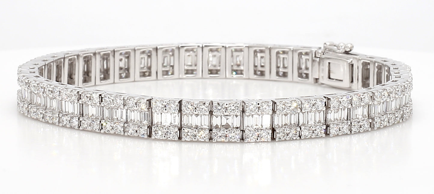 emerald & round cut diamond bracelet 6.45 carat