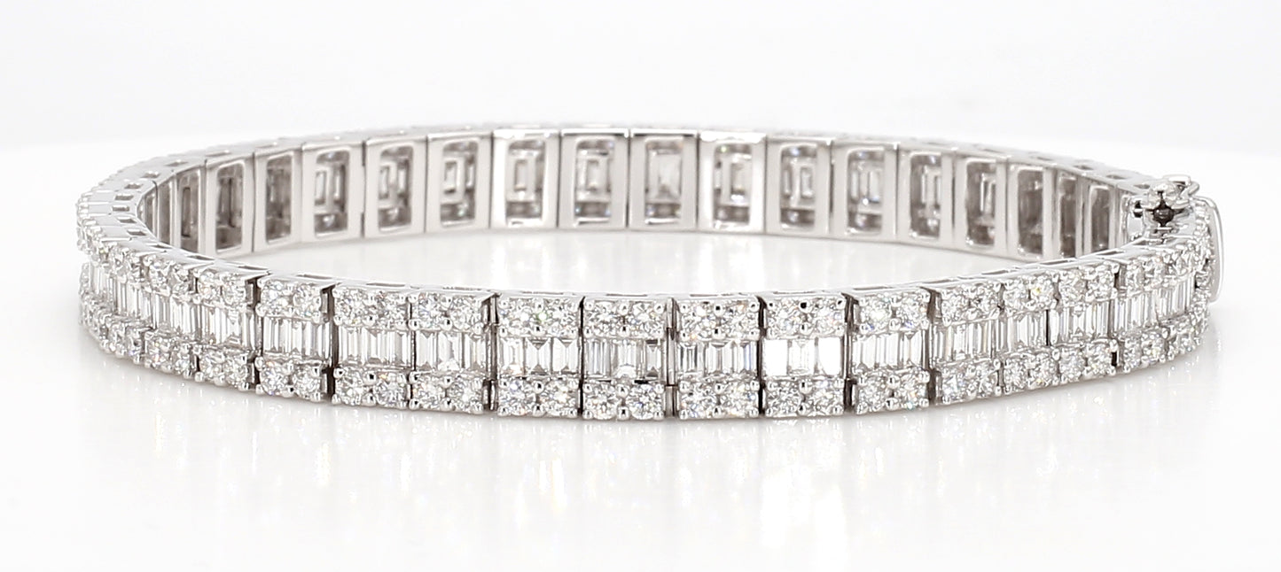 emerald & round cut diamond bracelet 6.45 carat