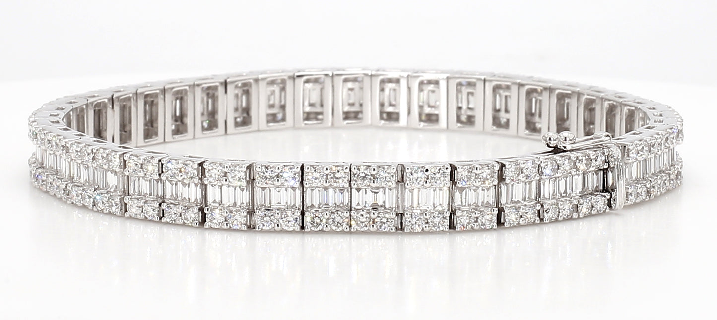 emerald & round cut diamond bracelet 6.45 carat