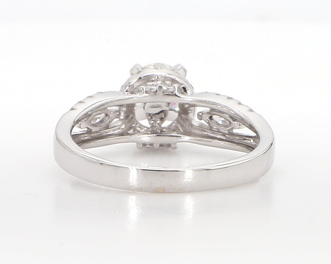 white diamond marquise and round engagment ring 1.01 carat