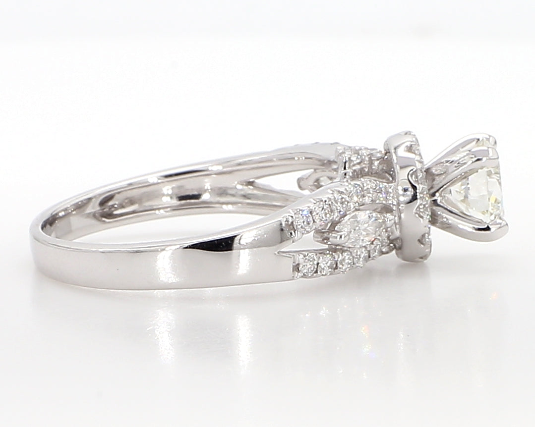 white diamond marquise and round engagment ring 1.01 carat
