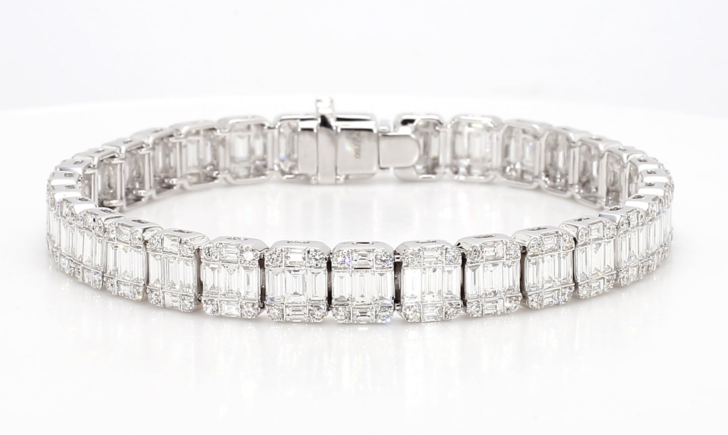 tennis bracelet baguette & round diamonds 8.19 carat