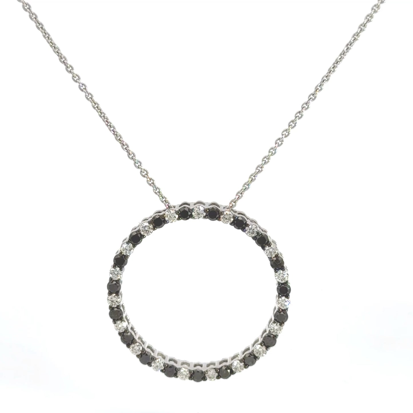 14k gold circle of life pendant black & white diamonds 1 carat