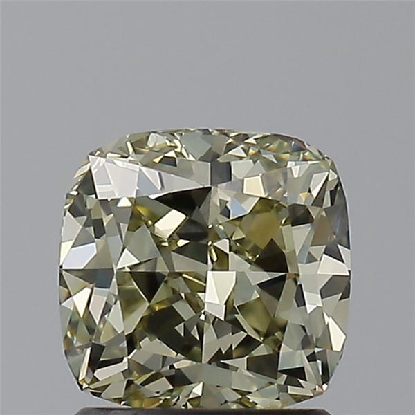 cushion shape fancy grayish greenish yellow diamond vs2 gia 1.50 carat
