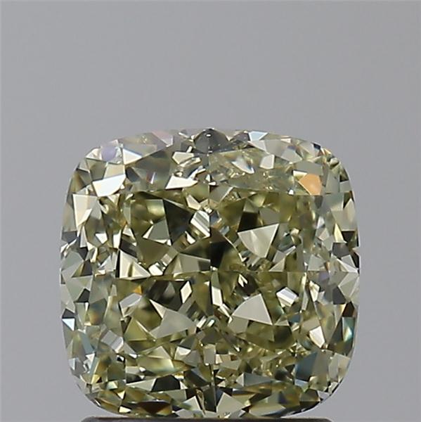 cushion shape fancy grayish greenish yellow diamond si1 clarity & gia certified 1.60 carat