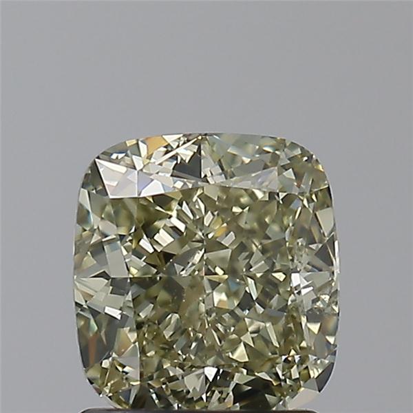cushion shape natural fancy grayish greenish yellow diamond vs1 clarity & gia certified 1.52 carat