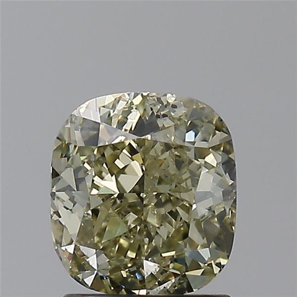 cushion shape fancy grayish greenish yellow diamond si2 gia 1.50 carat