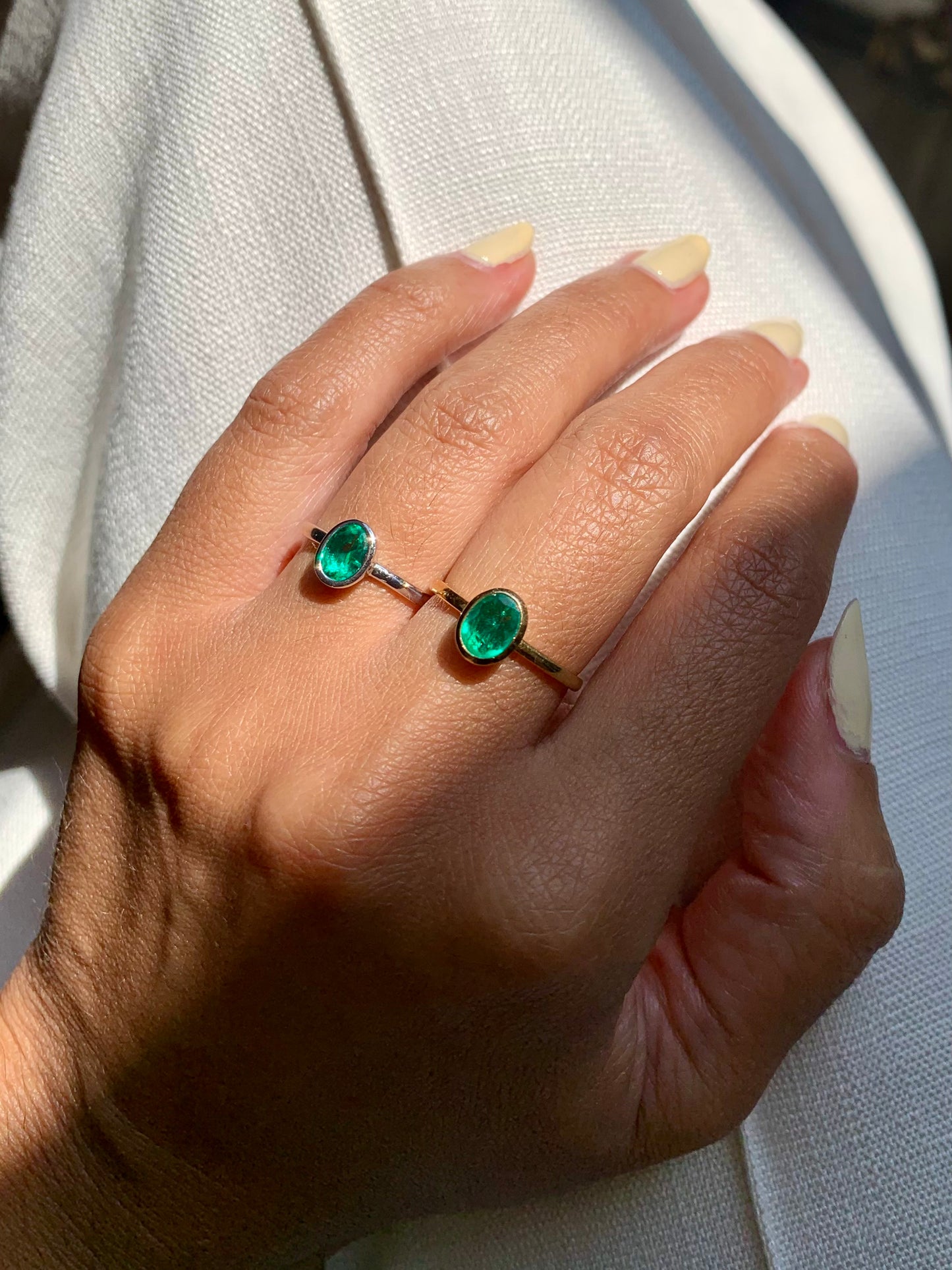 solitaire colombian emerald ring 0.47 ct