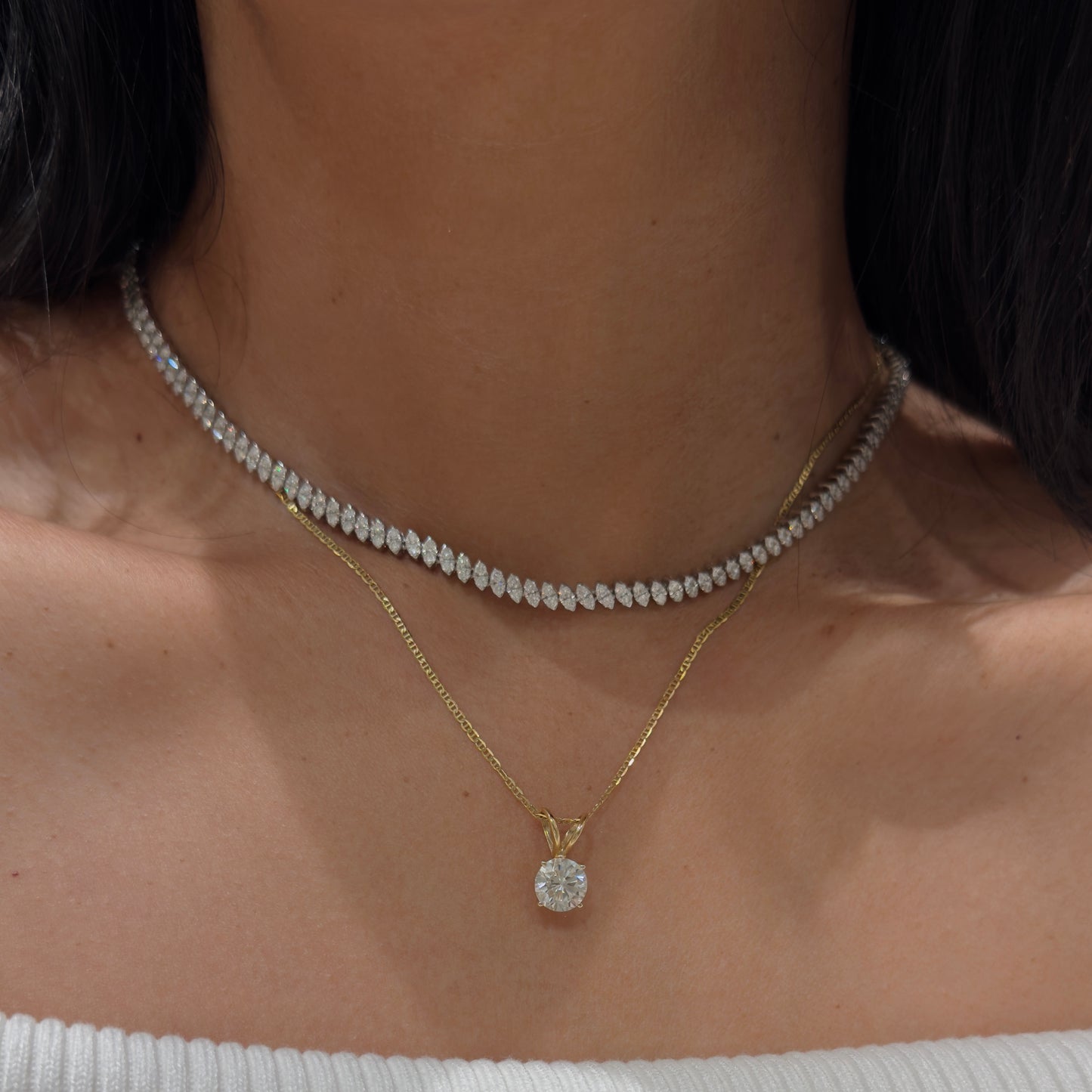 illusion marquise tennis necklace