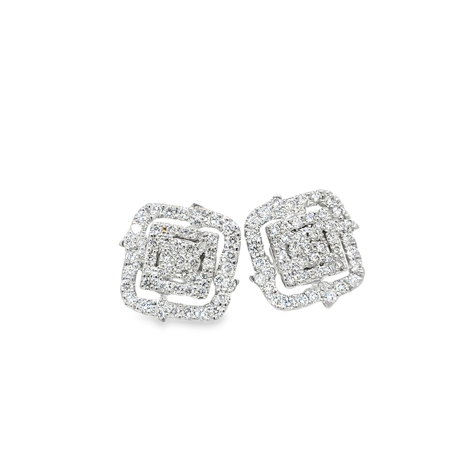 18k white gold earrings with brilliant round diamonds