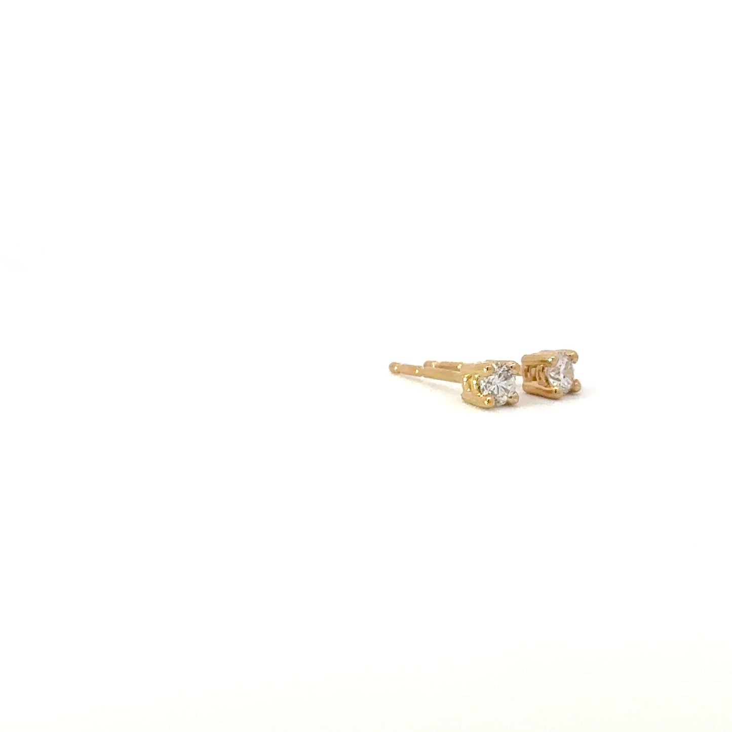 14k yellow gold mini stud earrings with brilliant round diamonds