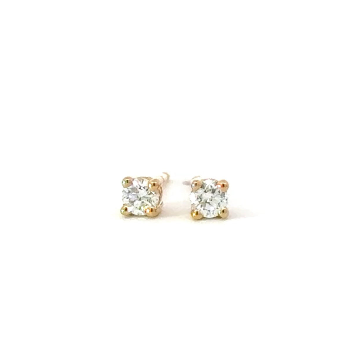 14k yellow gold mini stud earrings with brilliant round diamonds