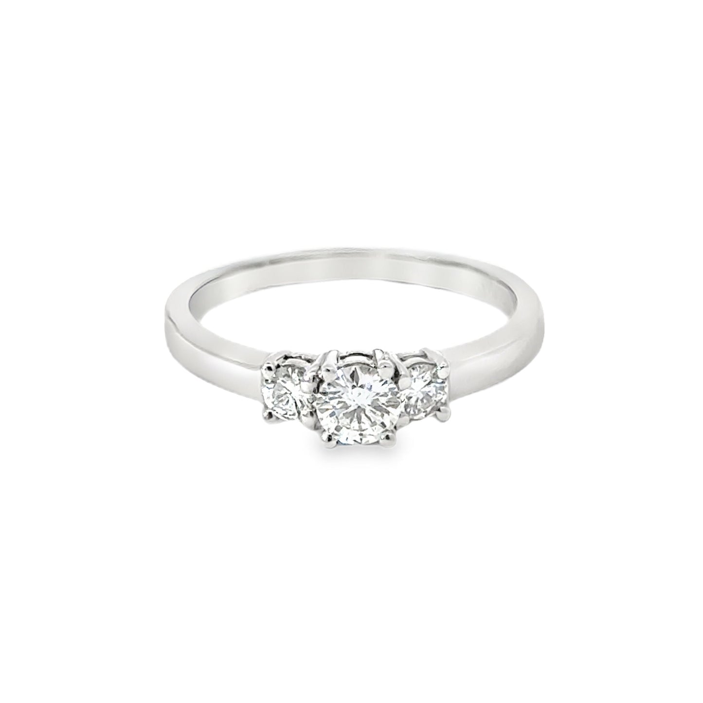 white round diamond three stone engagement ring 0.50 carat