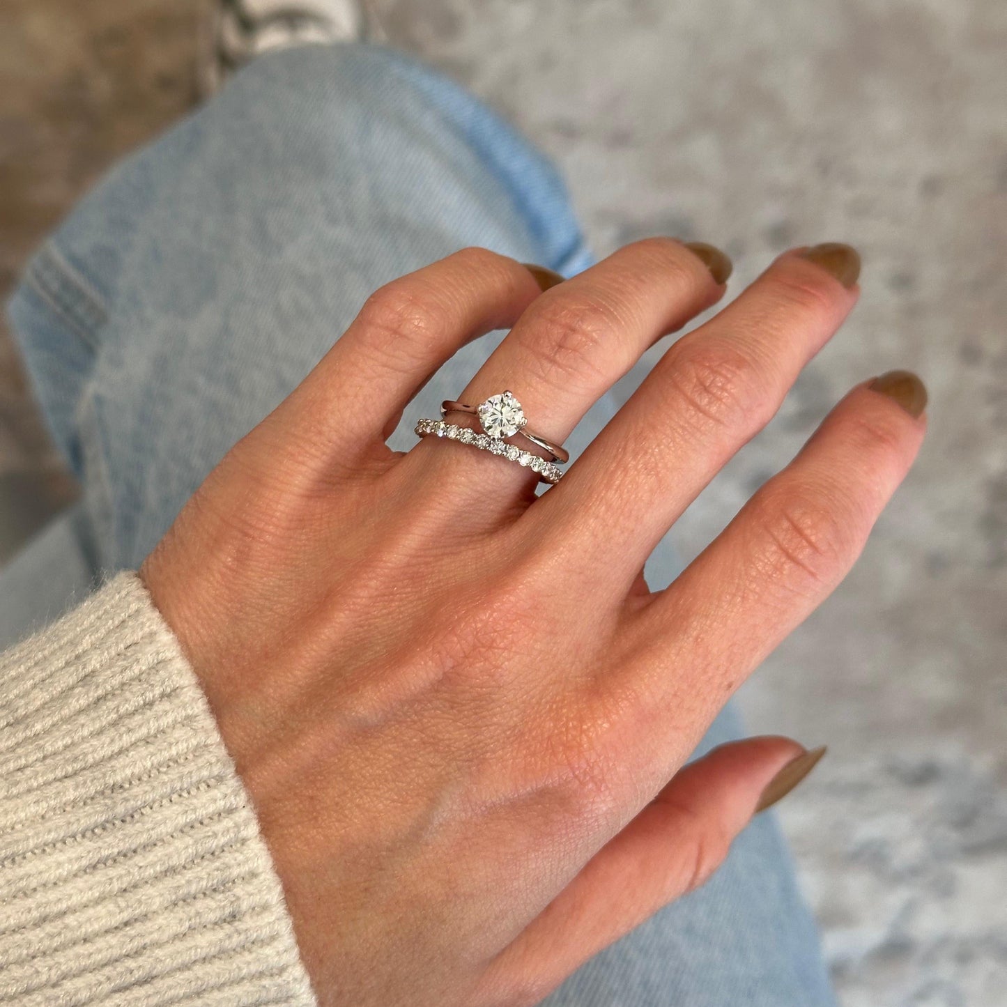 white round diamond solitaire engagement ring 0.72 carat