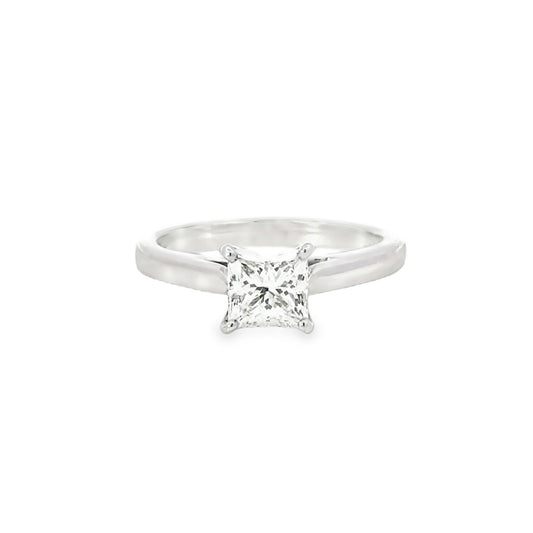 White Princess Diamond Solitaire Engagement  Ring  0.90 Carat