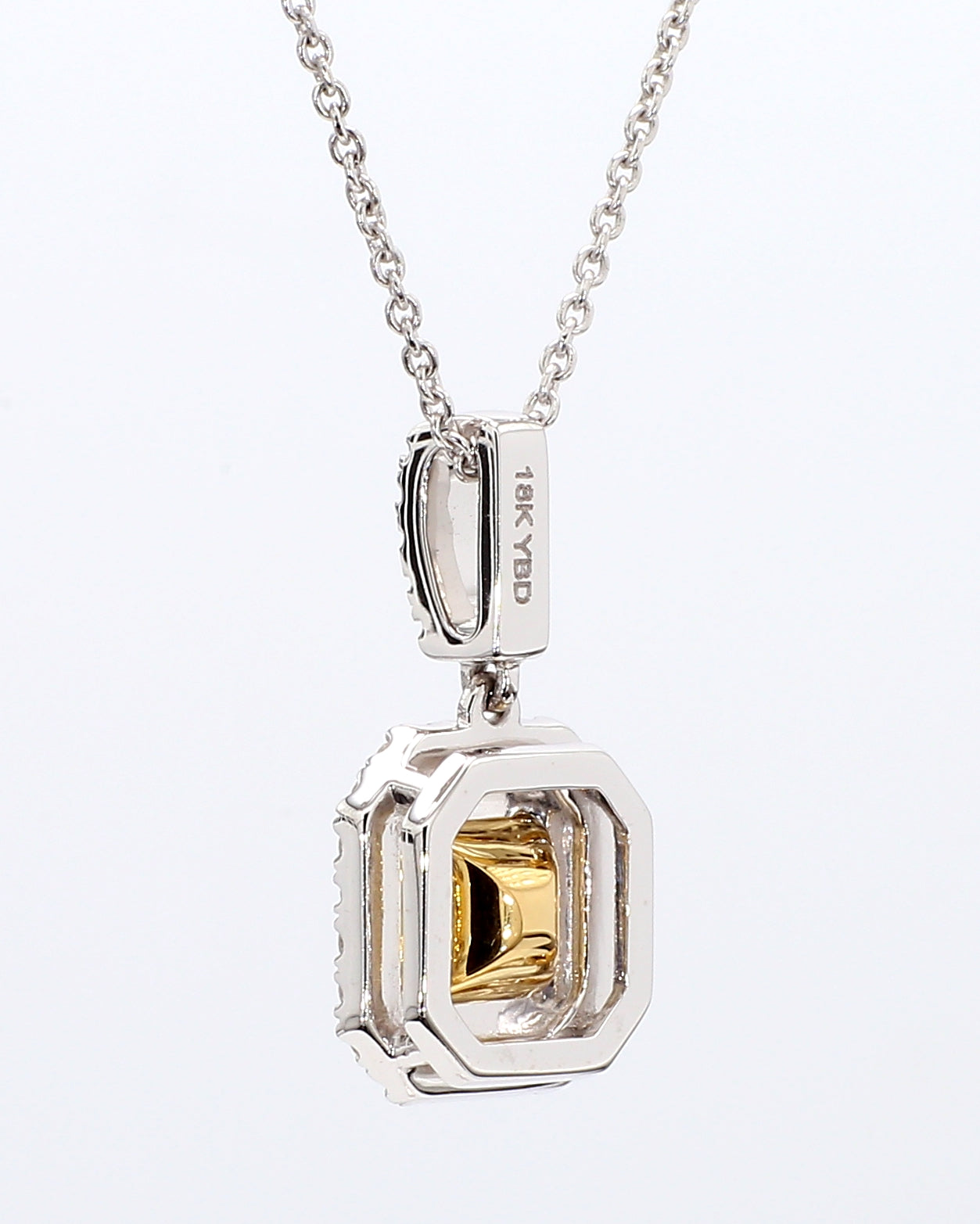 fancy yellow cushion diamond double halo pendant 1.32 carat