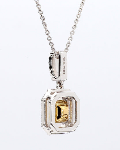 Fancy Yellow Cushion Diamond Double Halo pendant 1.32 Carat