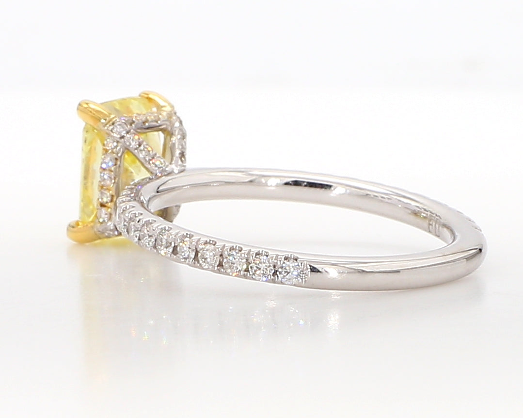 fancy intense yellow cushion diamond ring  1.99 carat