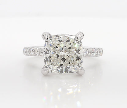 Exceptional Cushion Hidden Halo diamond Ring 6.05 Carat